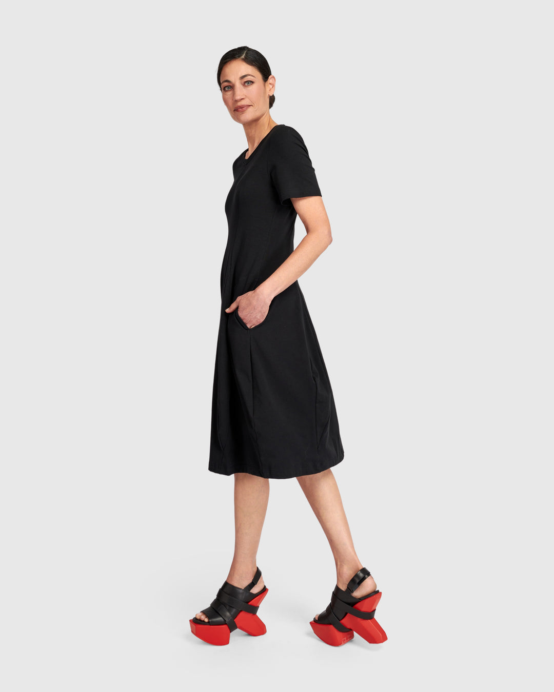 Urban Staple Short Sleeve Dress, Black