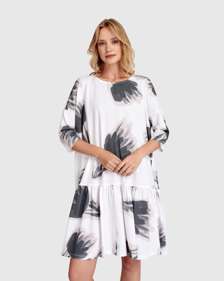 Urban Feather Flounce Mini Dress, Cloud