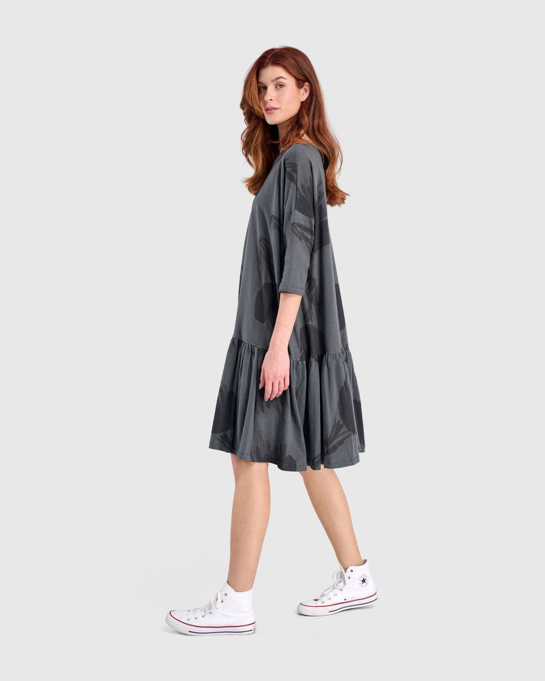 Urban Feather Flounce Mini Dress, Fog