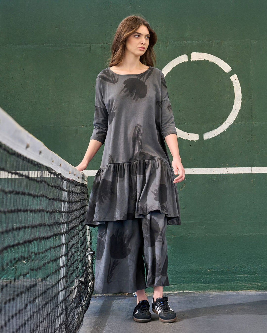 Urban Feather Flounce Mini Dress, Fog