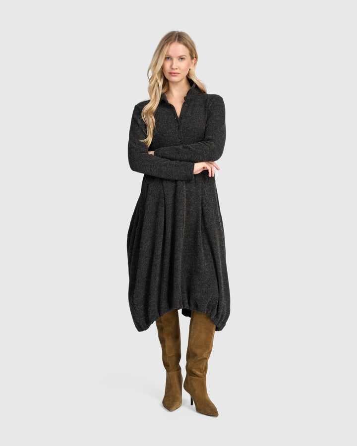 Urban Marl Knit Draped Pockets Dress, Shadow