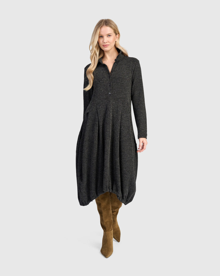 Urban Marl Knit Draped Pockets Dress, Shadow