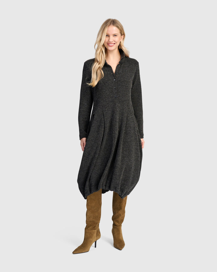 Urban Marl Knit Draped Pockets Dress, Shadow