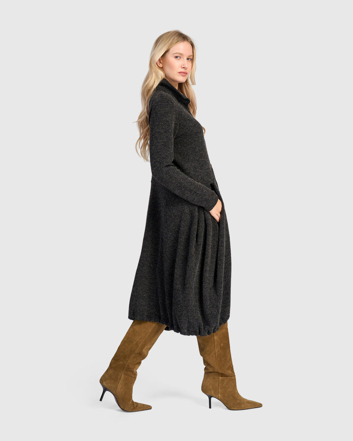 Urban Marl Knit Draped Pockets Dress, Shadow