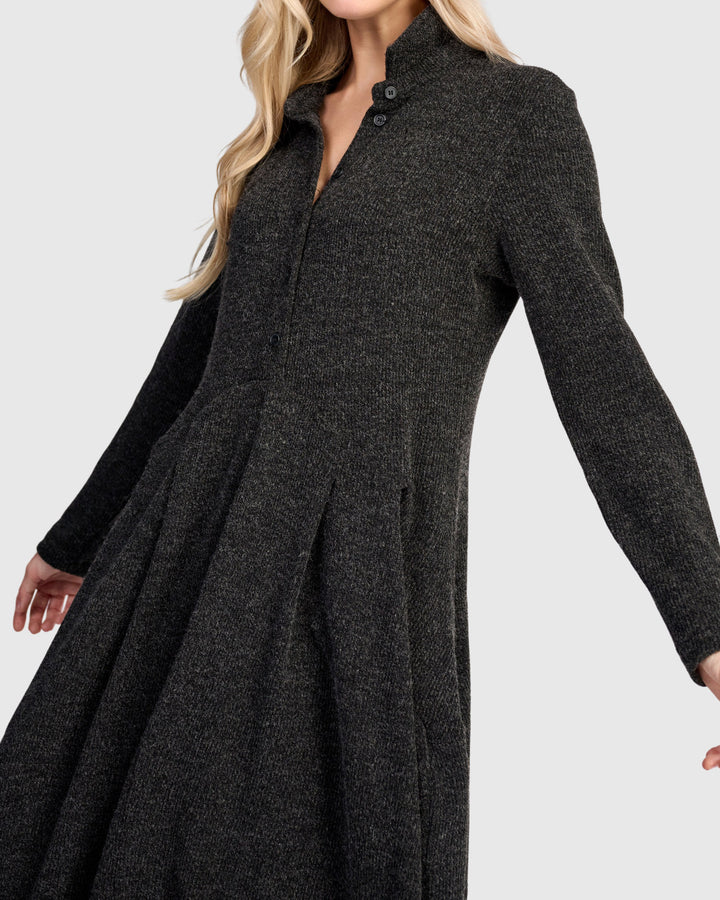 Urban Marl Knit Draped Pockets Dress, Shadow
