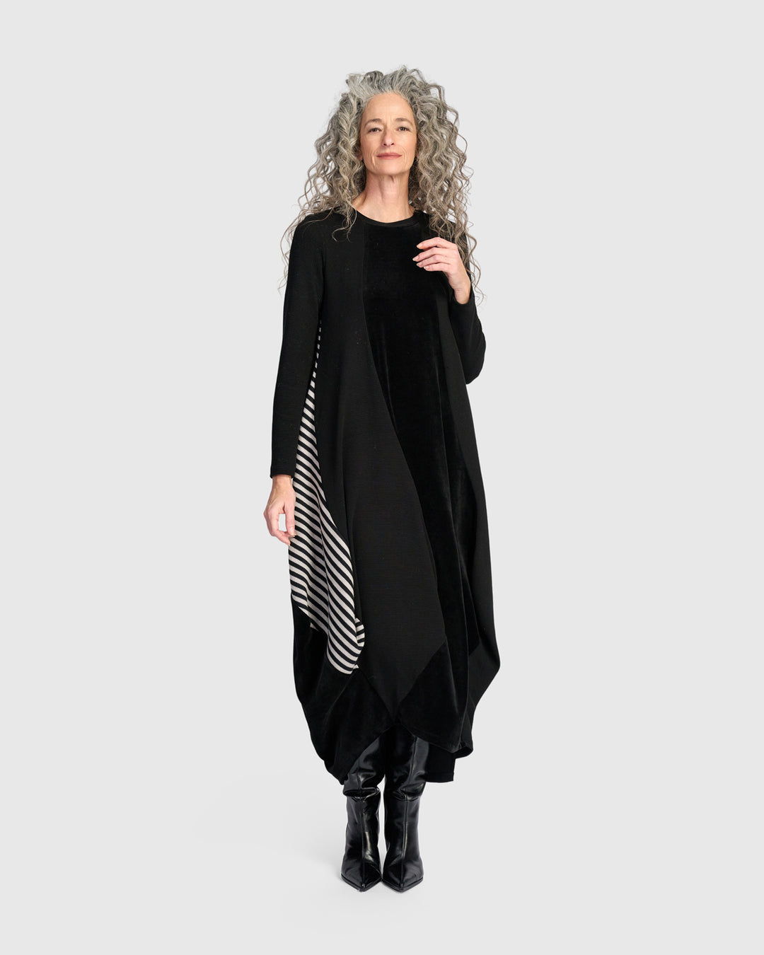 Urban Ronn Draped Dress, Black Mix