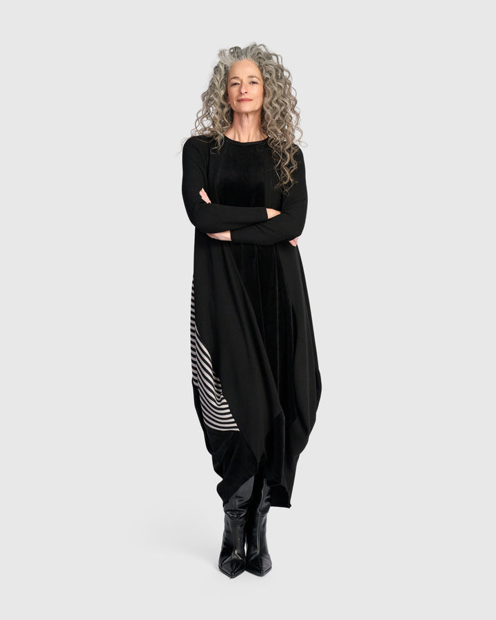 Urban Ronn Draped Dress, Black Mix