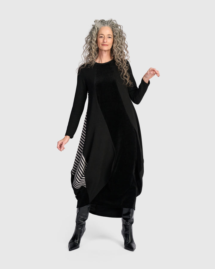 Urban Ronn Draped Dress, Black Mix