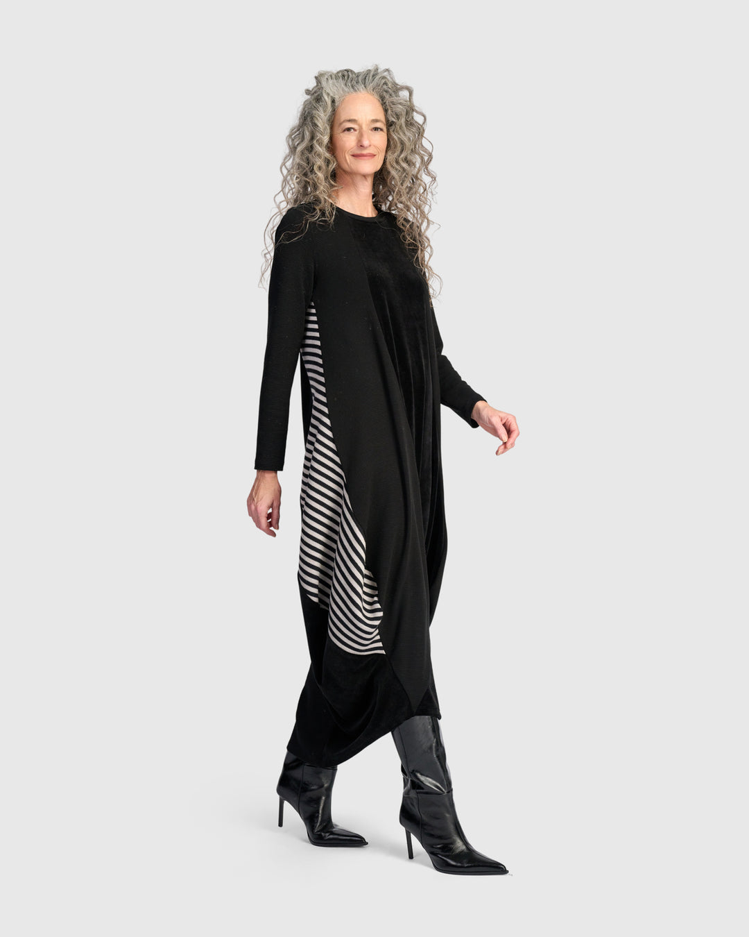 Urban Ronn Draped Dress, Black Mix