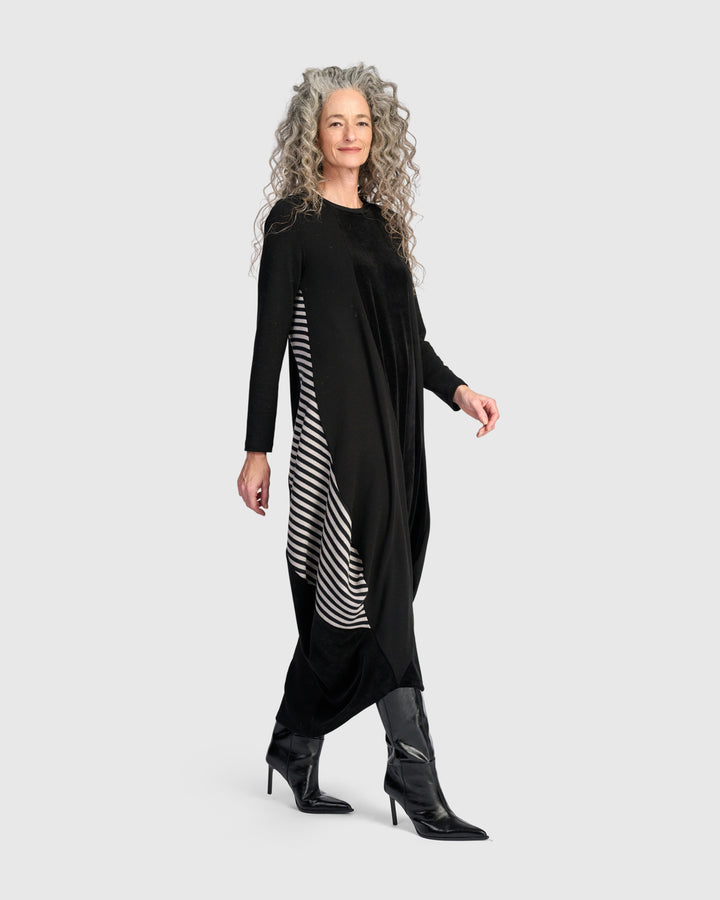 Urban Ronn Draped Dress, Black Mix