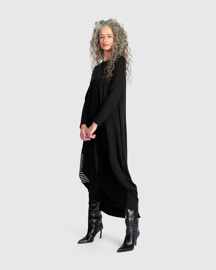Urban Ronn Draped Dress, Black Mix