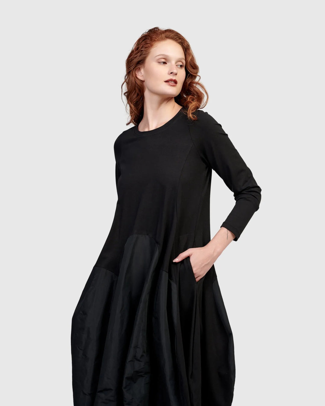 Urban Maxima Crew Cocoon Dress, Black