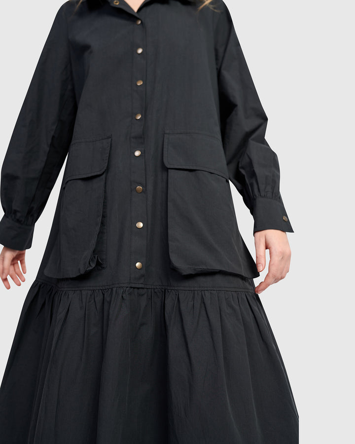 Urban Legion Cotton Shirtdress, Black