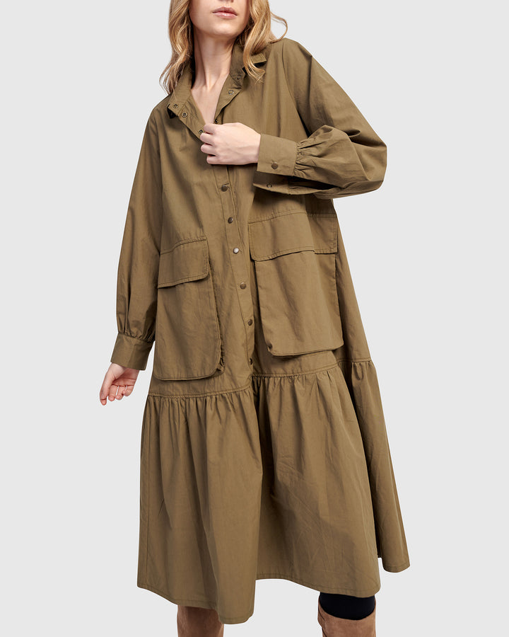 Urban Legion Cotton Shirtdress, Khaki