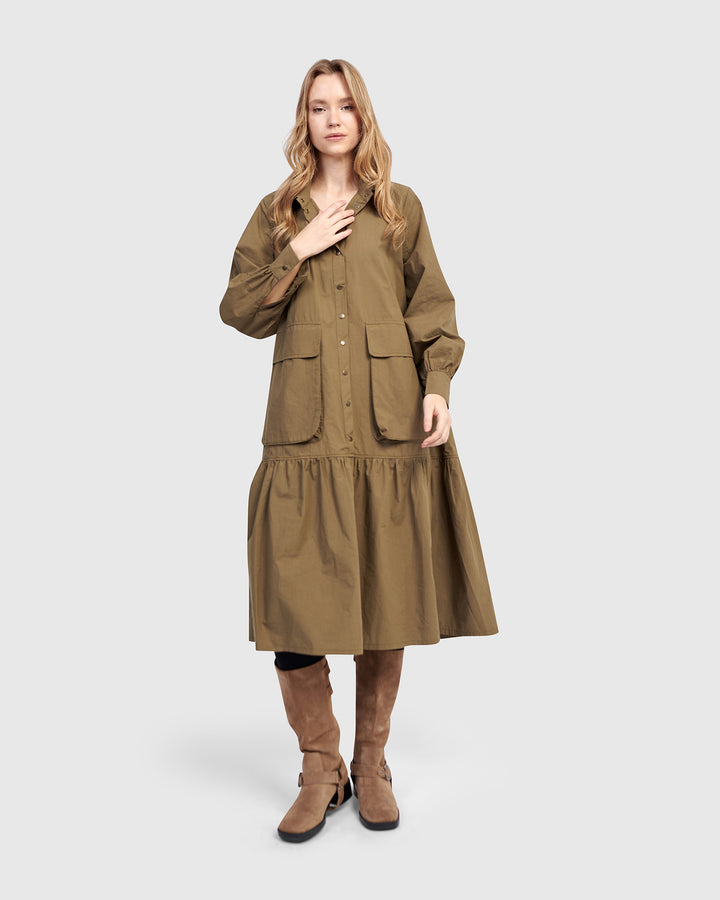 Urban Legion Cotton Shirtdress, Khaki