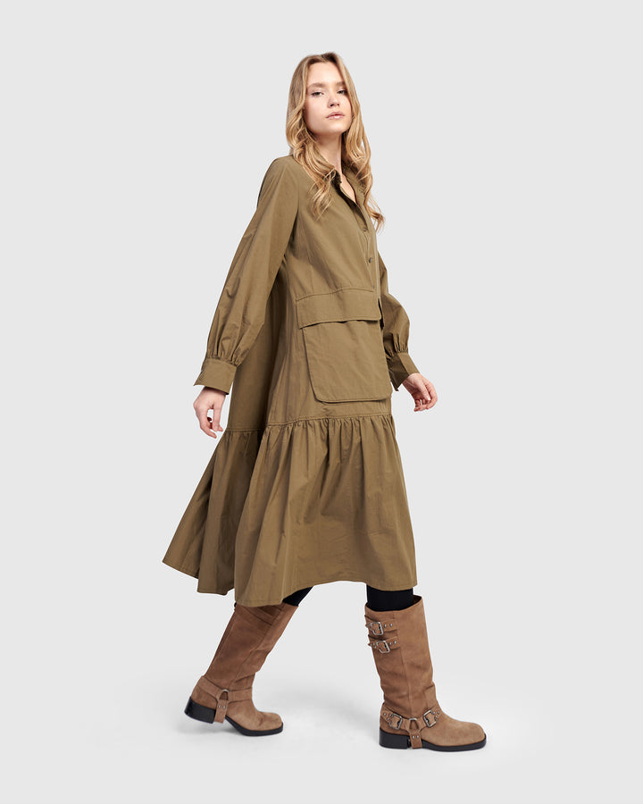 Urban Legion Cotton Shirtdress, Khaki