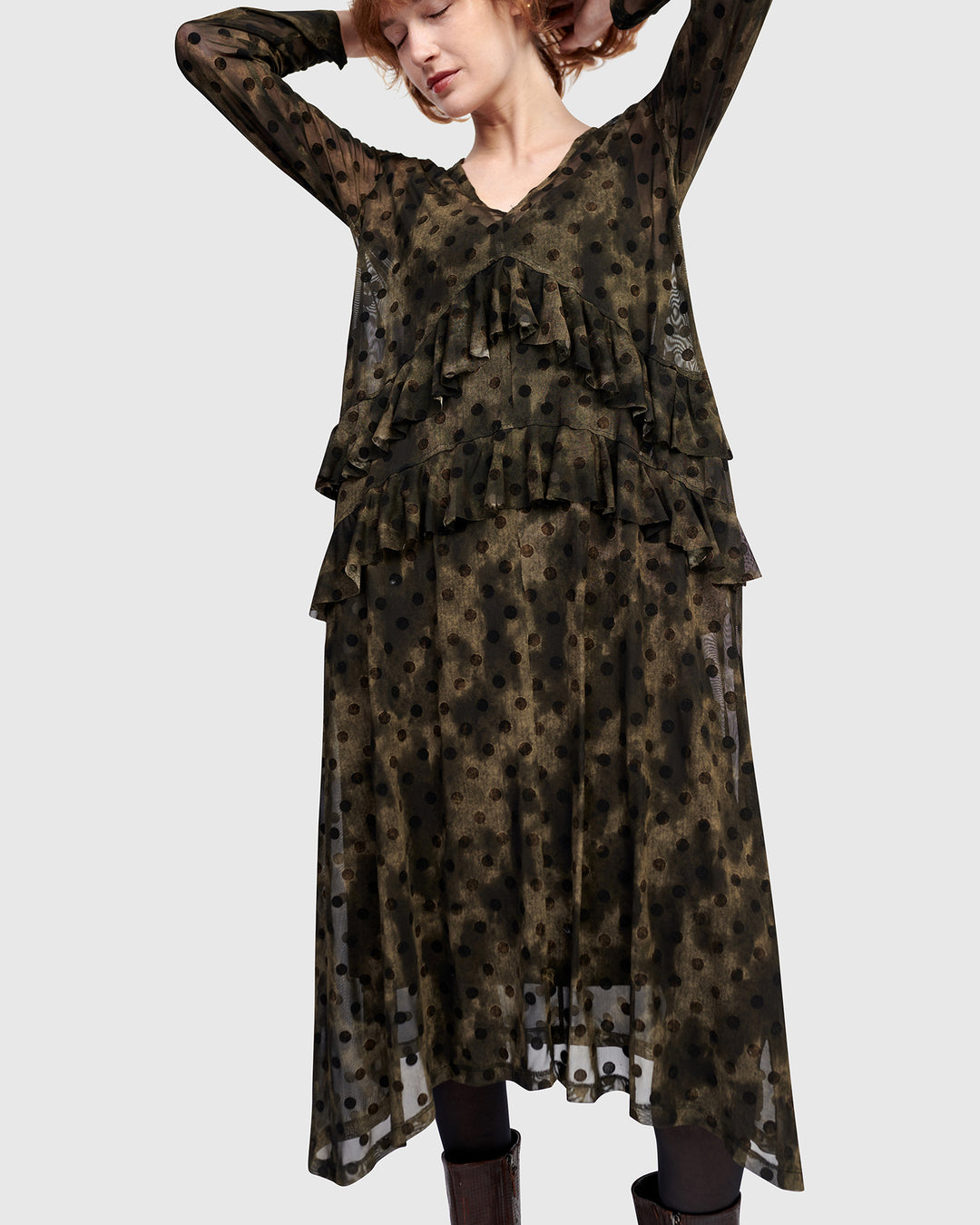 Urban Sprig Mesh Dress, Antique