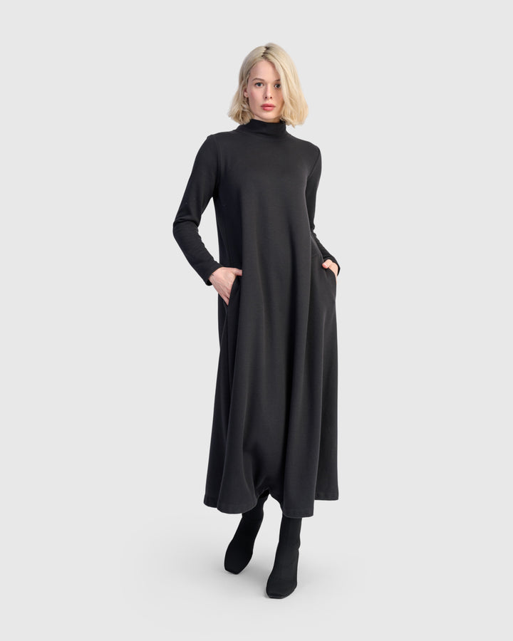 Urban Cloud A-line Dress, Black