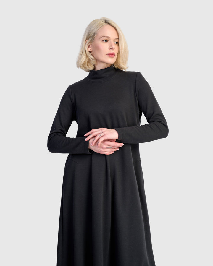 Urban Cloud A-line Dress, Black