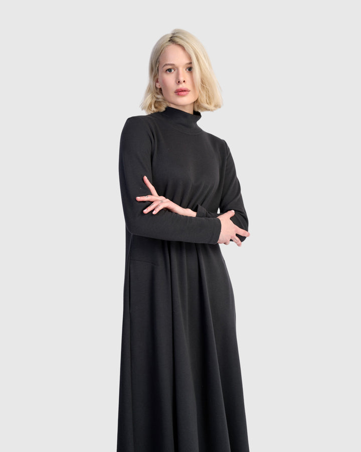 Urban Cloud A-line Dress, Black