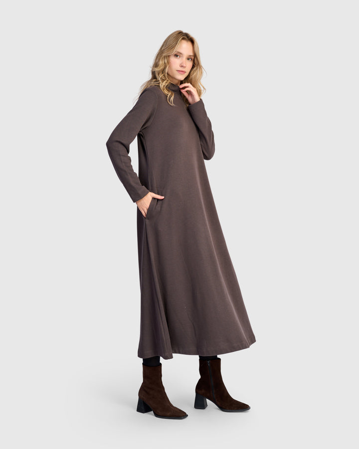 Urban Cloud A-line Dress, Mocha