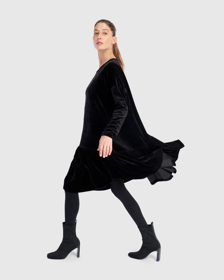 Everyday Velvet Babydoll Dress, Black