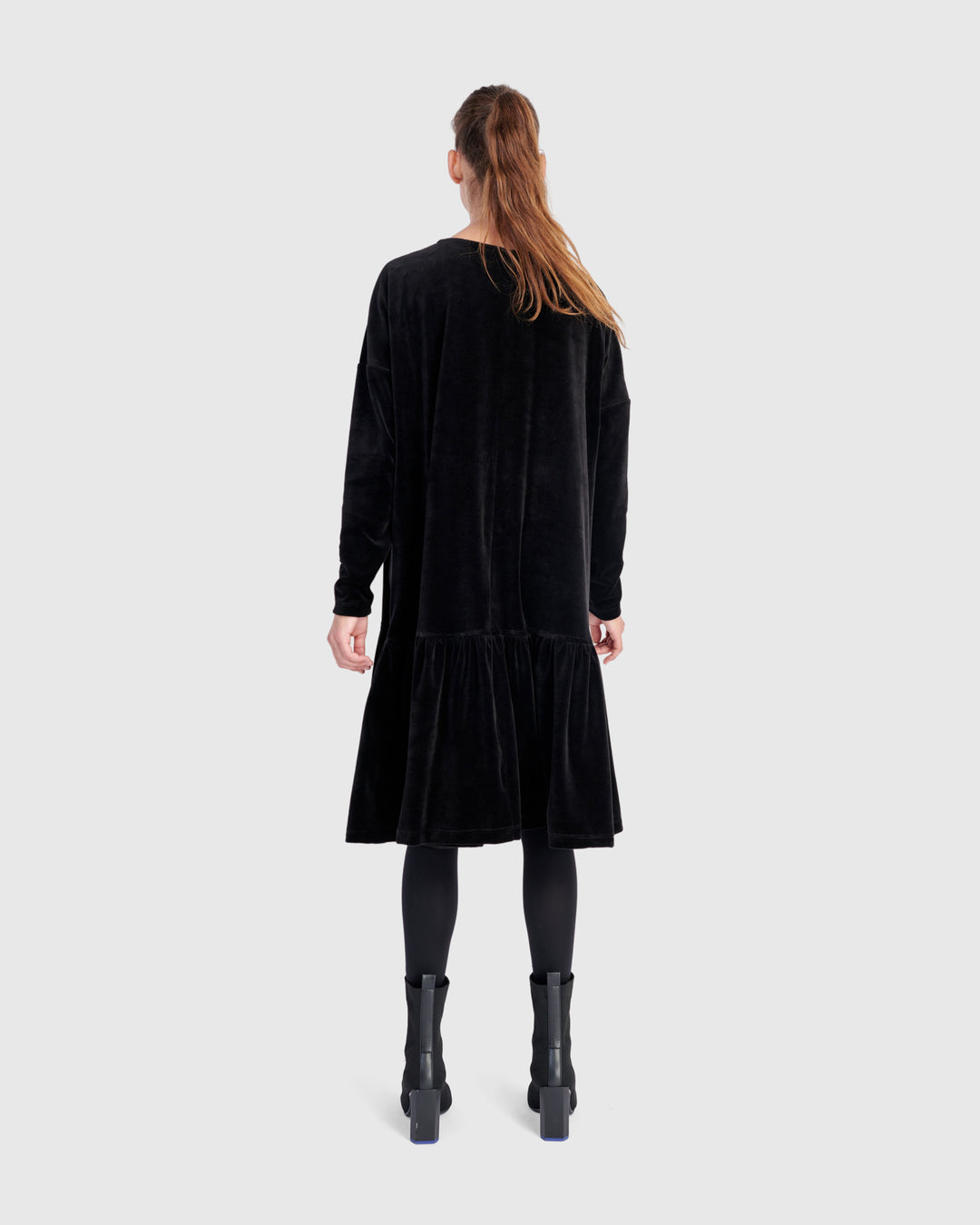 Everyday Velvet Babydoll Dress, Black