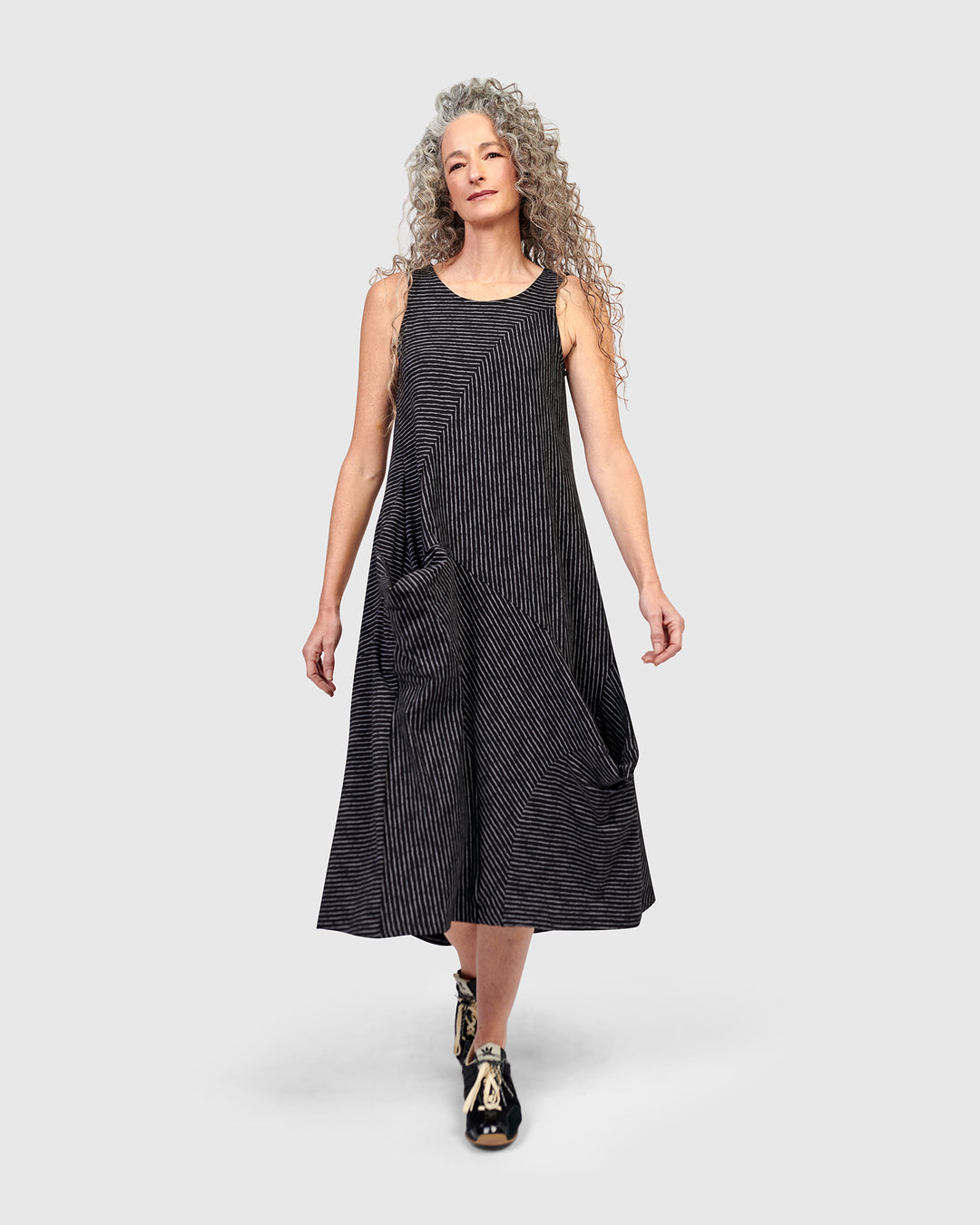 Urban Sahara Midi Dress, Pinstripes