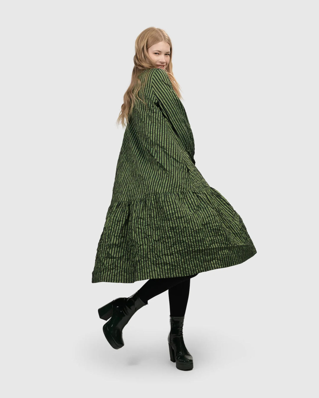 Cabaret Oversized Crinkle Dress, Green