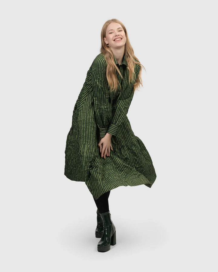 Cabaret Oversized Crinkle Dress, Green