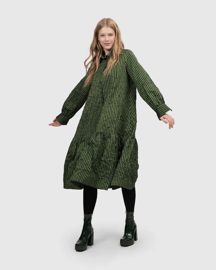 Cabaret Oversized Crinkle Dress, Green