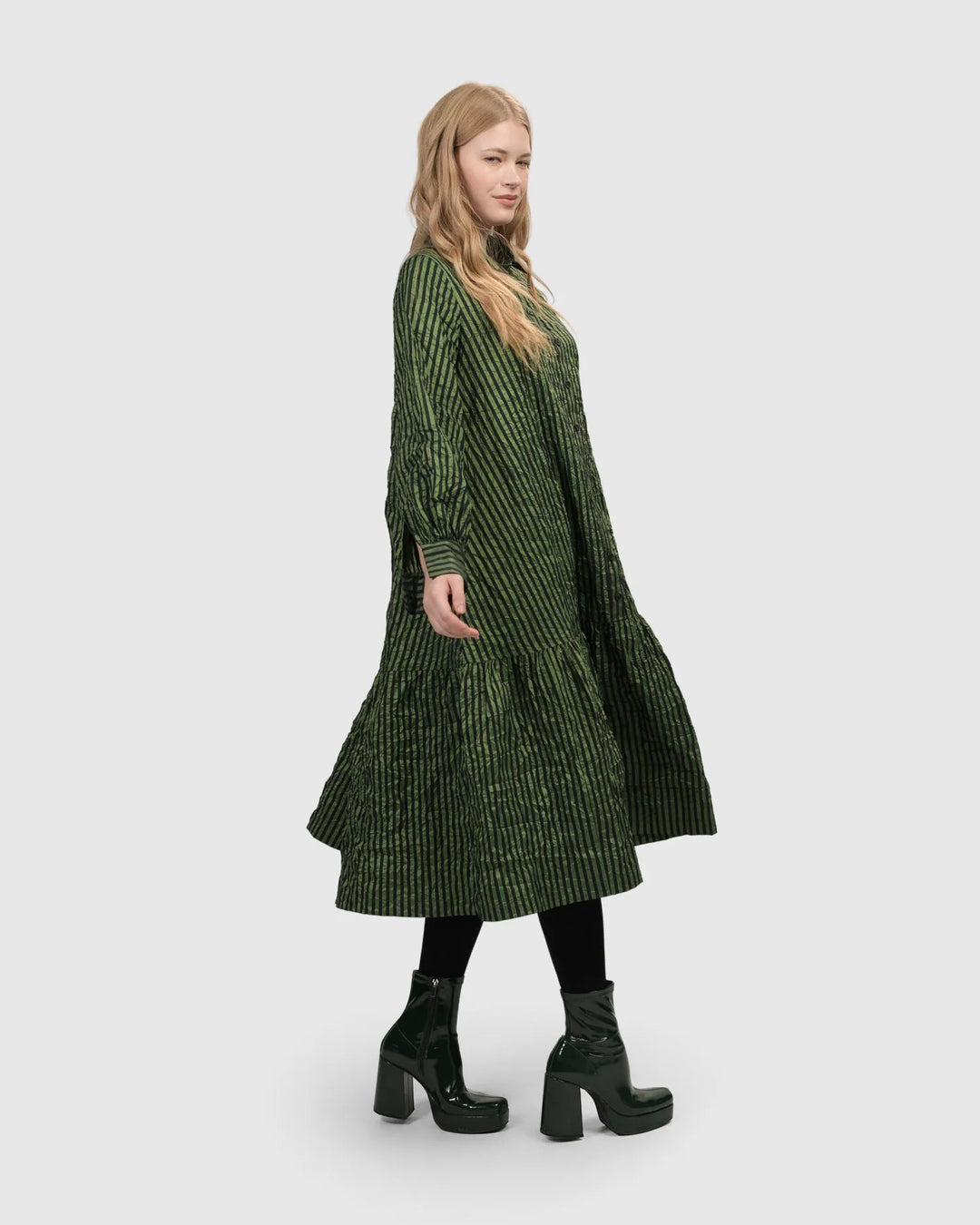 Cabaret Oversized Crinkle Dress, Green