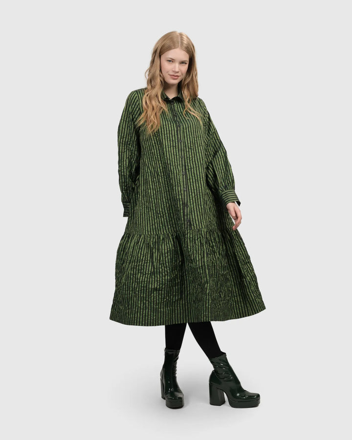 Cabaret Oversized Crinkle Dress, Green