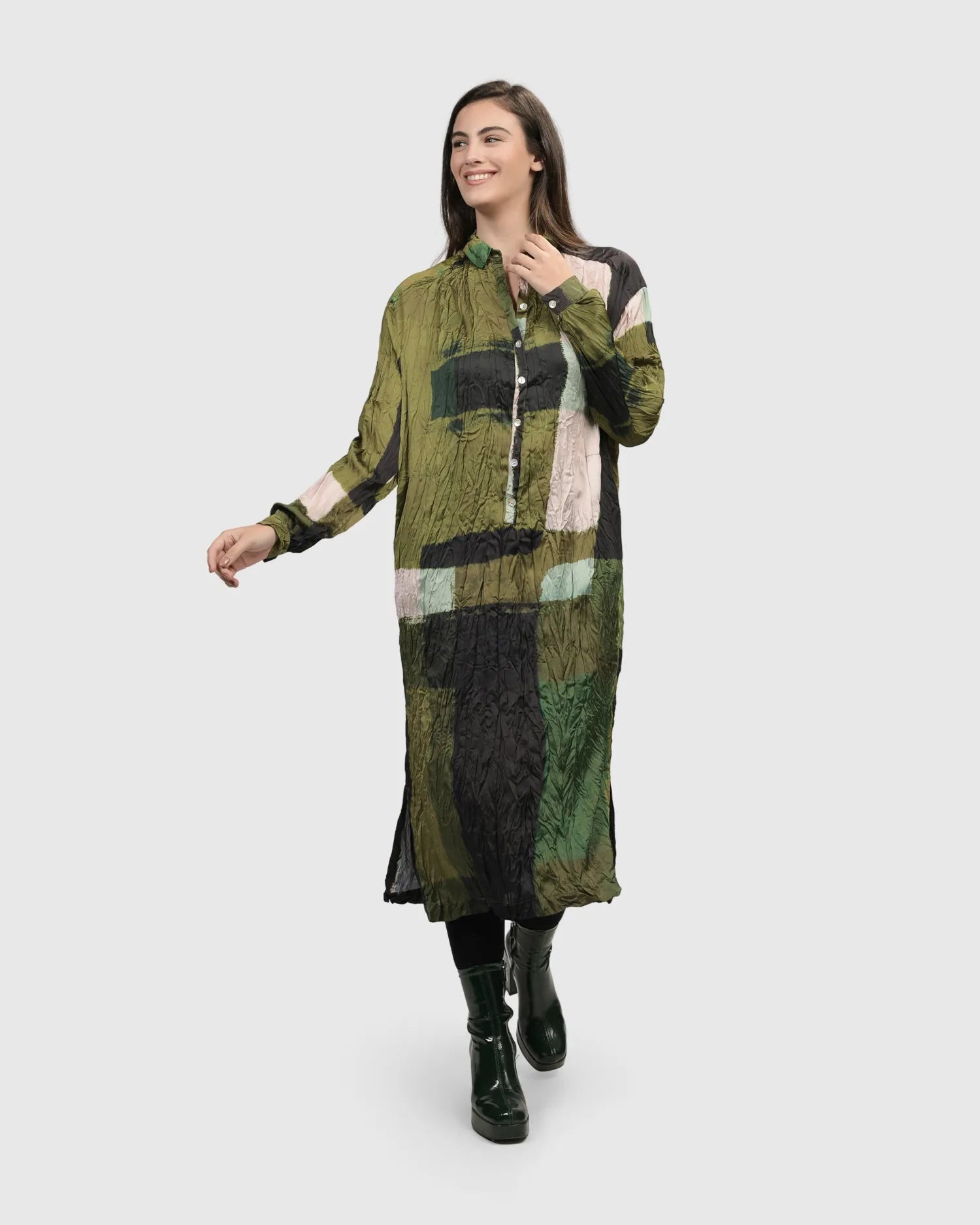 Alembika Clothing - Oleander Collarless Shirt, Garden