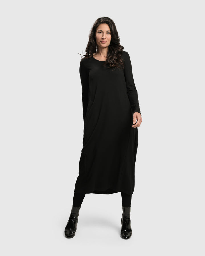 Essential Toned Up Midi Dress, Black