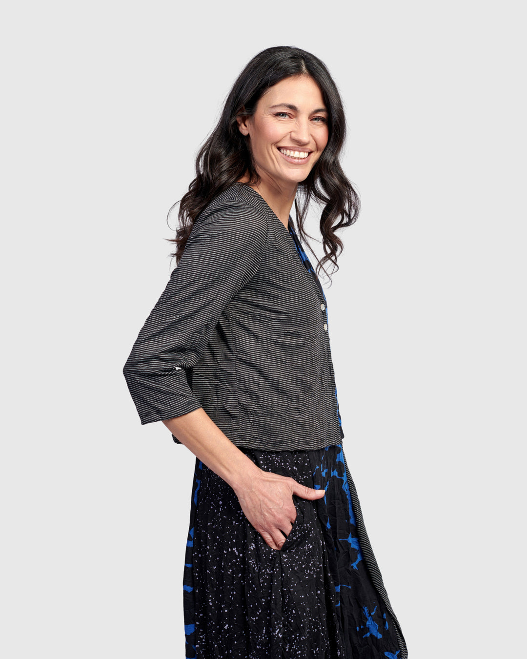 Capricorn Crop Cardigan, Blue