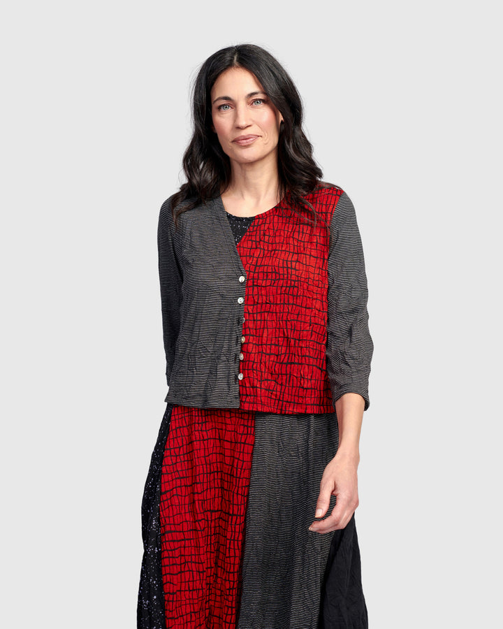 Capricorn Crop Cardigan, Red