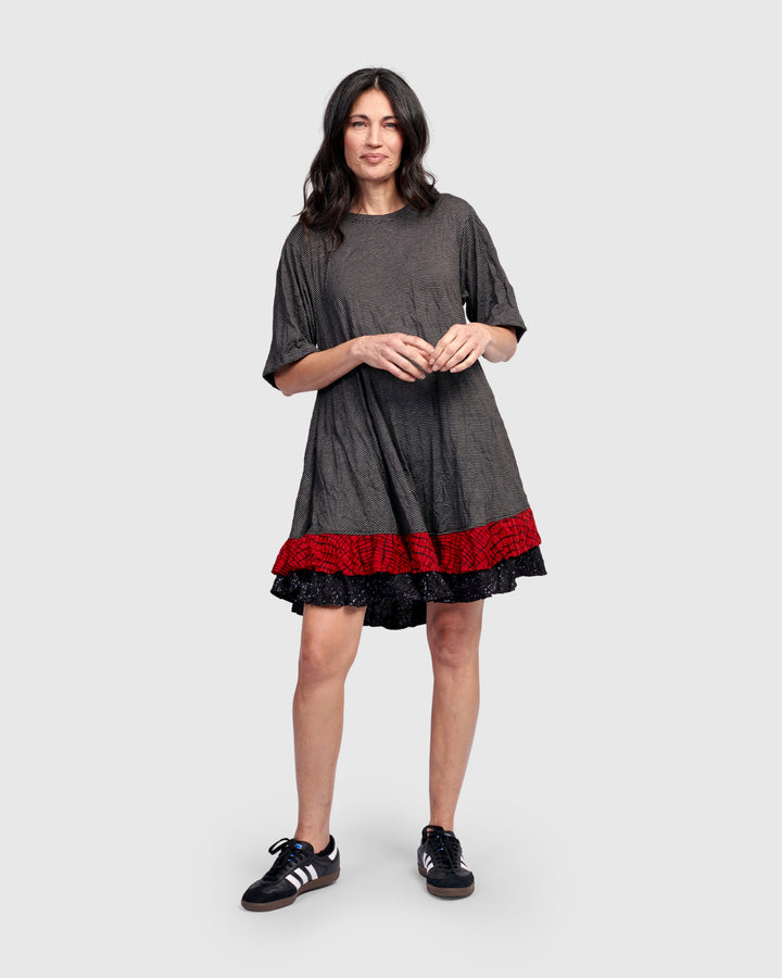 Ember Ruffle Dress, Red