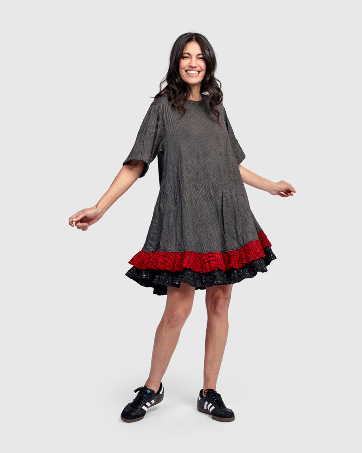 Ember Ruffle Dress, Red