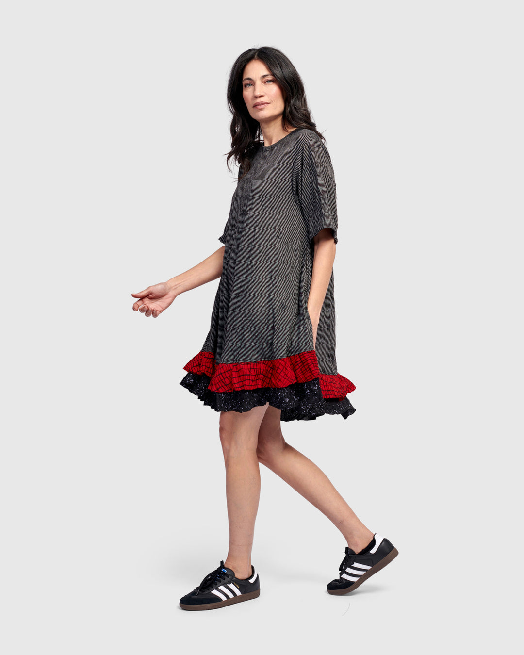 Ember Ruffle Dress, Red