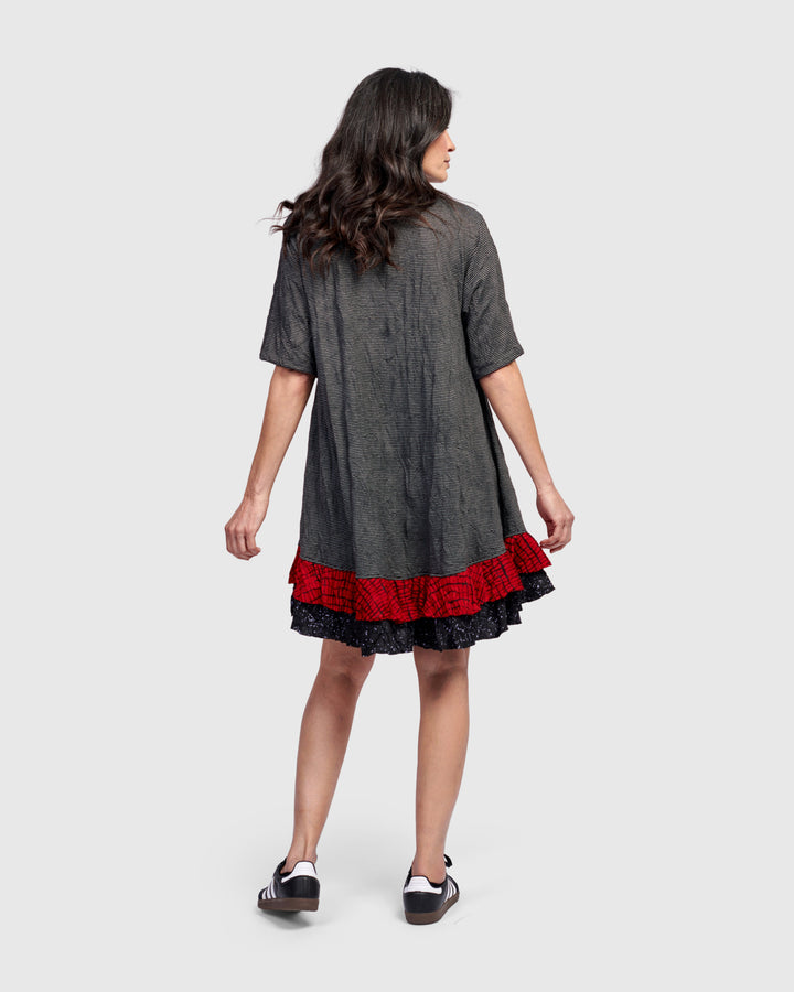 Ember Ruffle Dress, Red