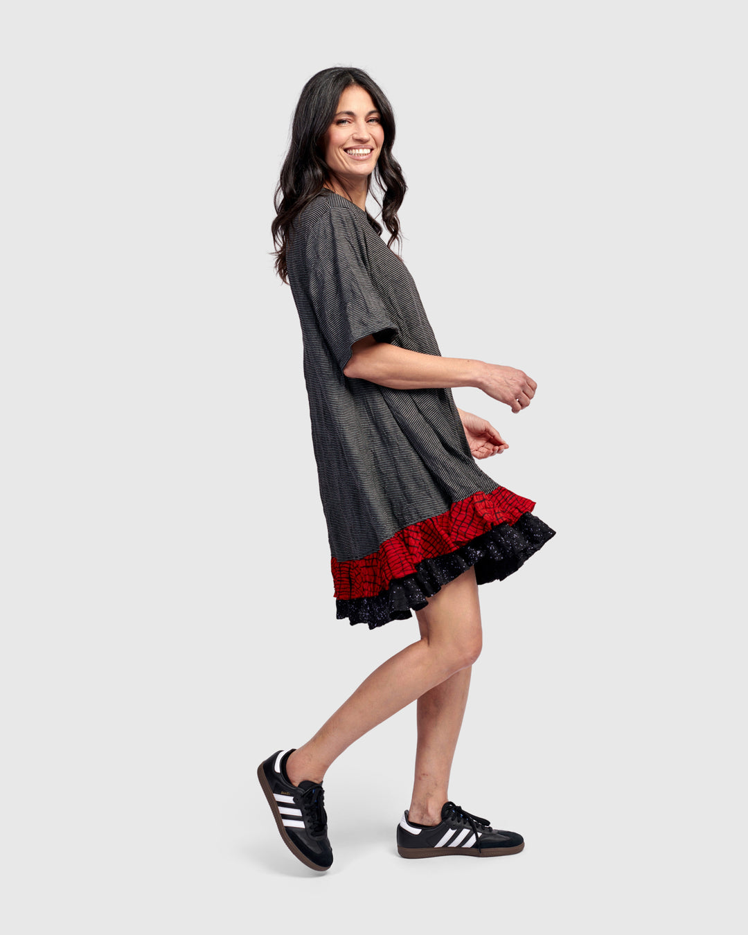 Ember Ruffle Dress, Red