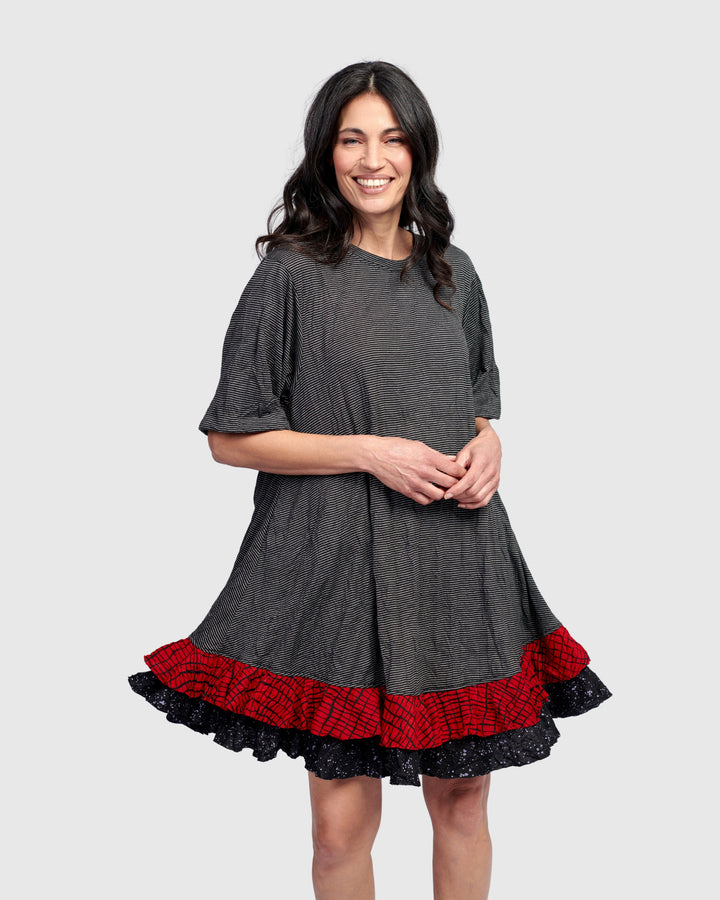 Ember Ruffle Dress, Red