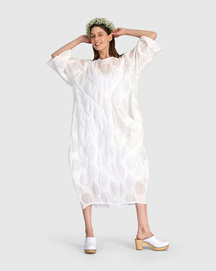 Lucent Oversized Dress, Sheer White