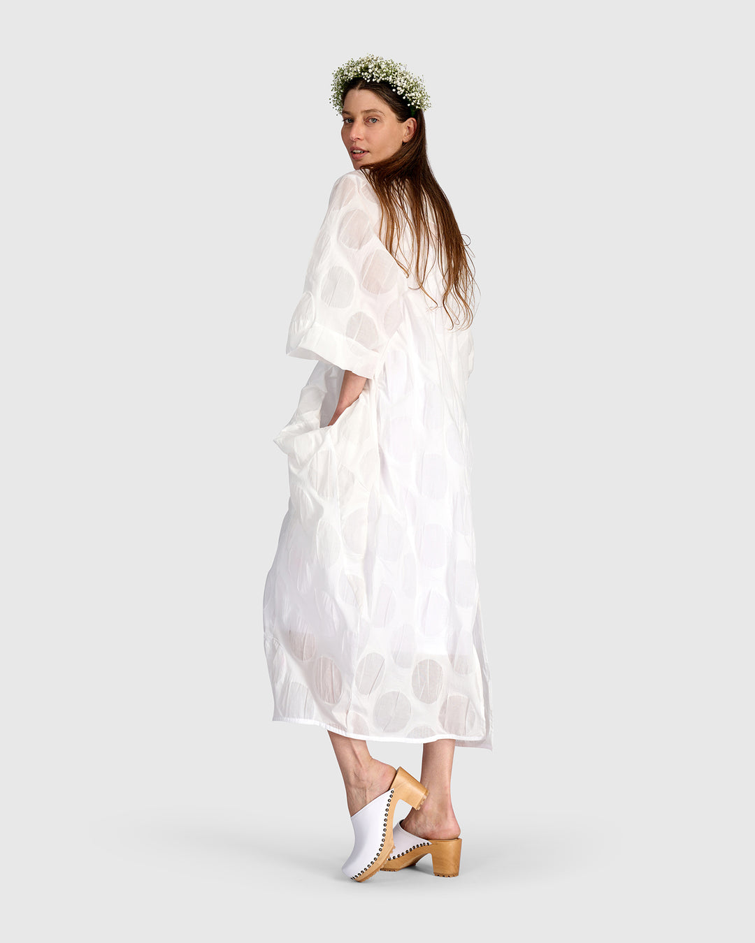 Lucent Oversized Dress, Sheer White