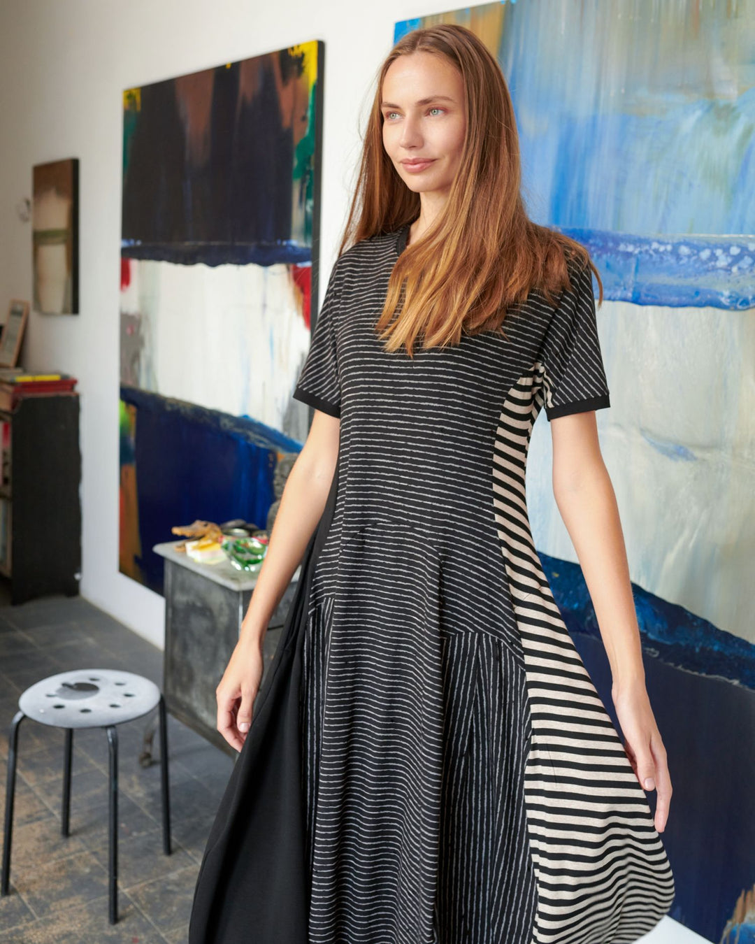 Urban Yucatan Crew Cocoon Dress, Stripes