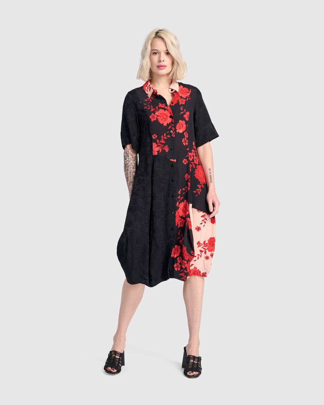 Barb Noir Shirtdress, Black Mix