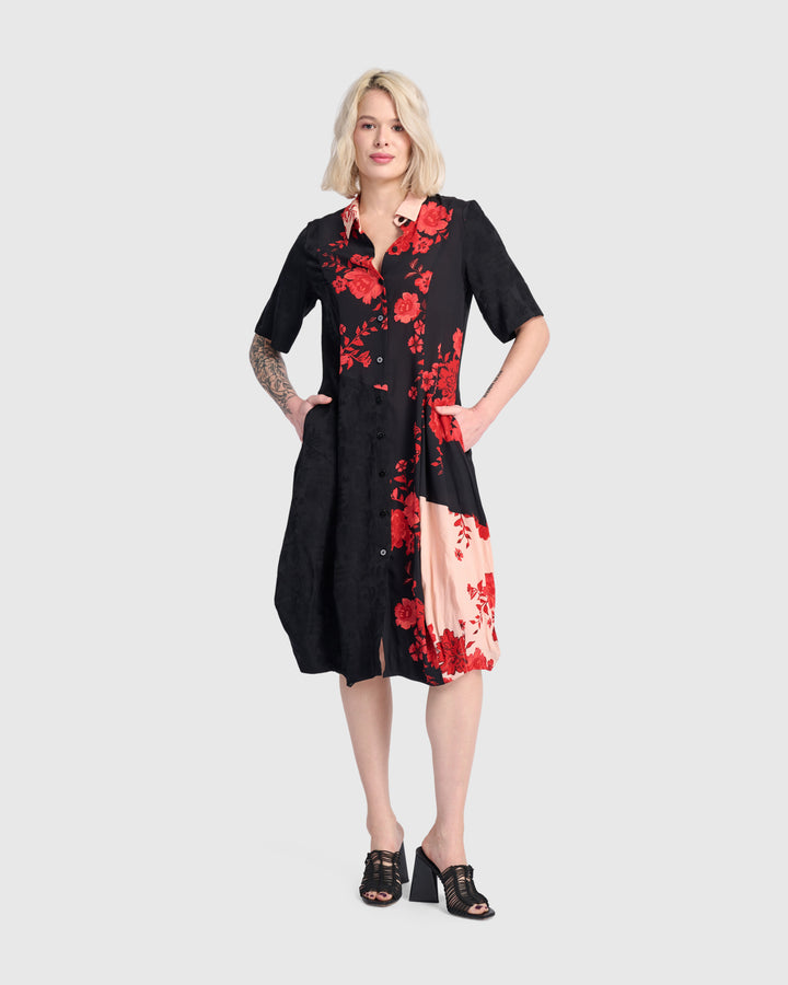 Barb Noir Shirtdress, Black Mix