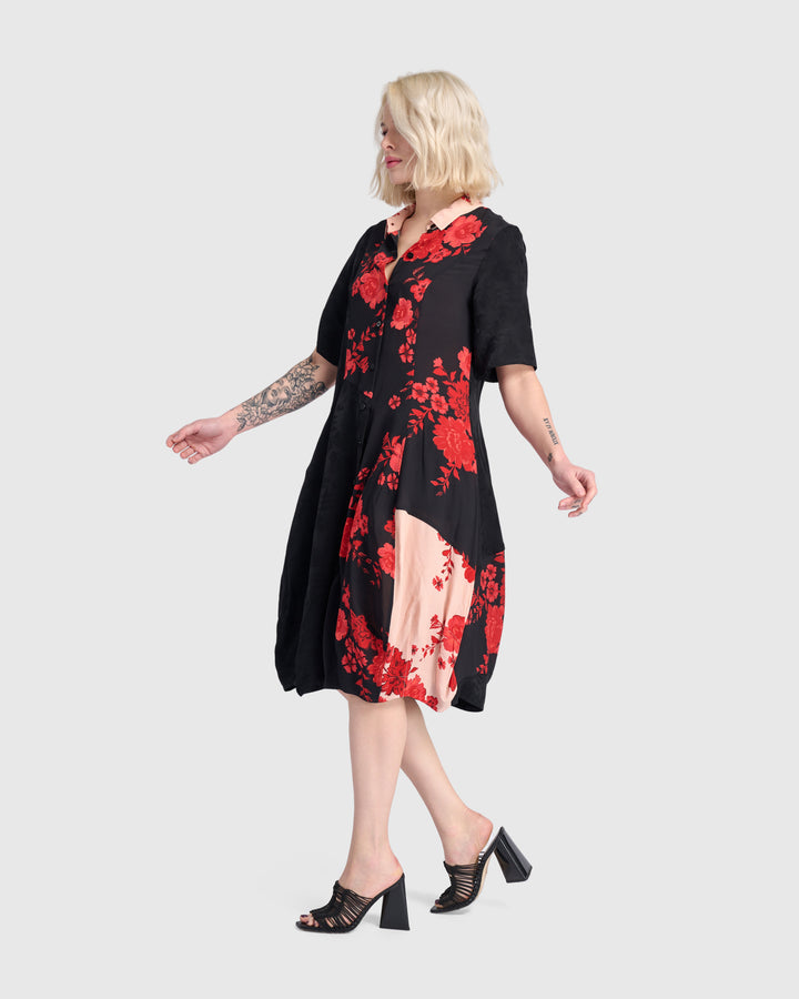 Barb Noir Shirtdress, Black Mix