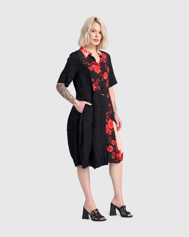 Barb Noir Shirtdress, Black Mix